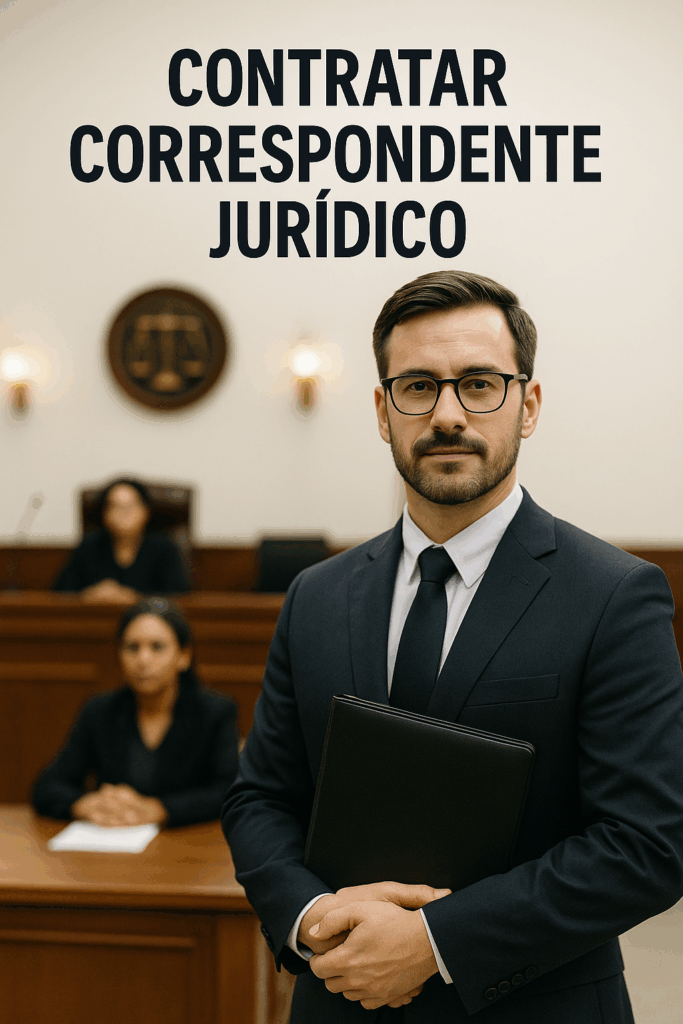 Profissional jurídico representando um escritório em audiência — exemplo real de correspondente jurídico atuando com excelência.